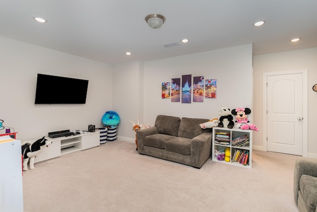 living room featuring carpet flooring