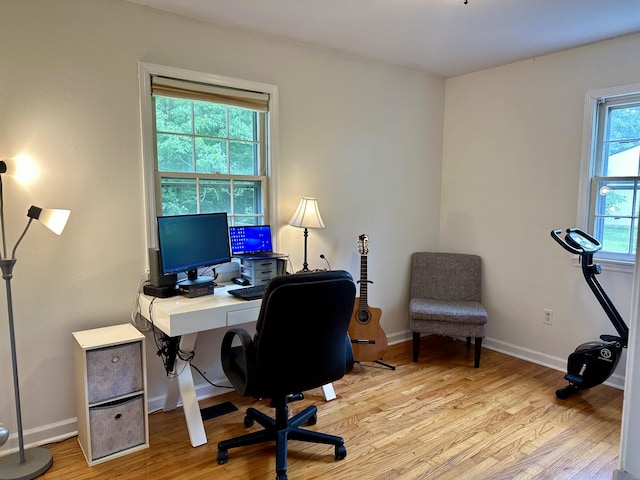 office space featuring light hardwood / wood-style flooring