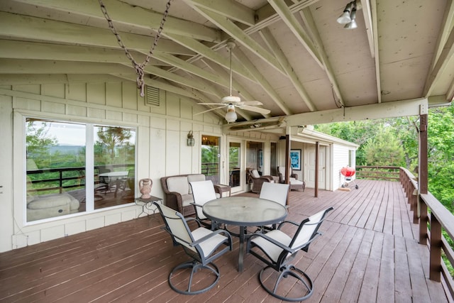 deck featuring ceiling fan