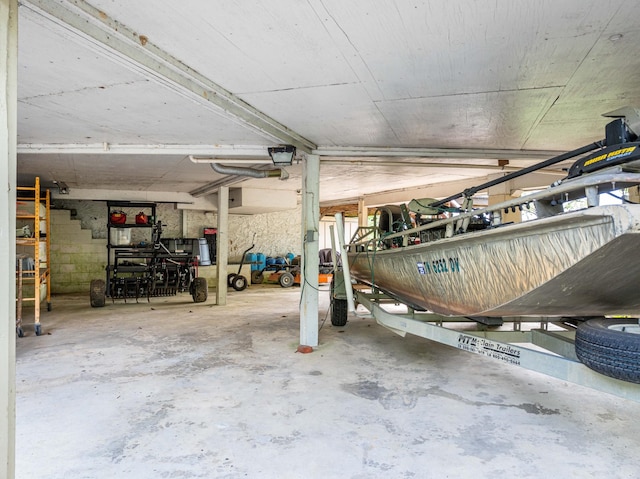 garage with a garage door opener