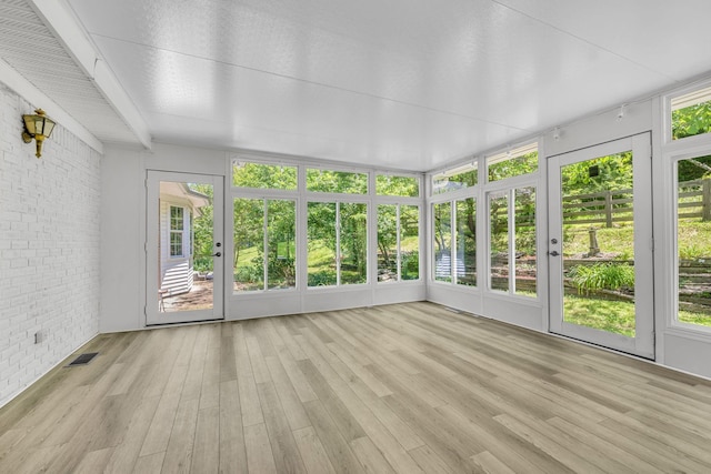 view of unfurnished sunroom