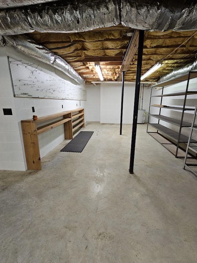 basement featuring electric water heater