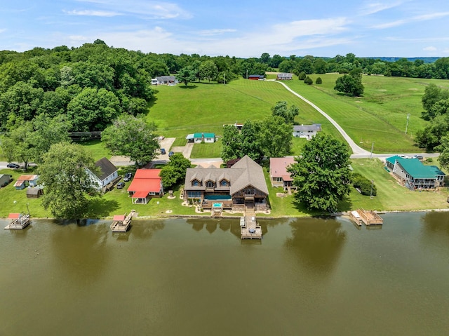 bird's eye view featuring a water view