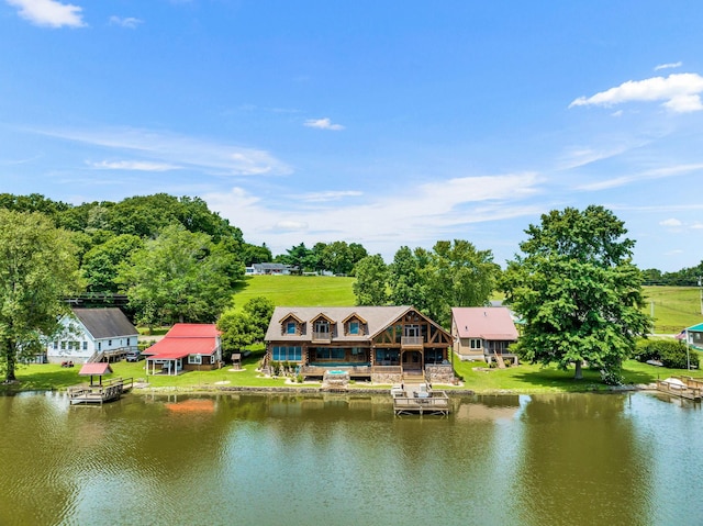 exterior space featuring a water view