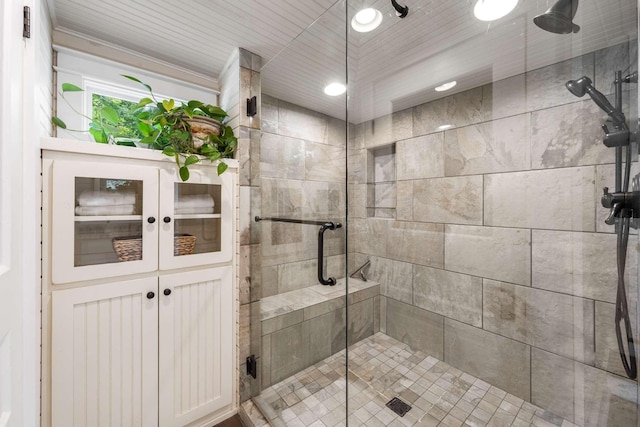 bathroom featuring an enclosed shower