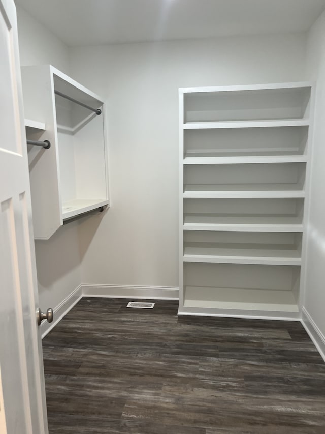 walk in closet featuring dark hardwood / wood-style flooring