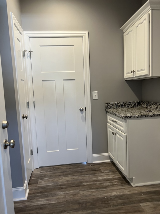 laundry room with dark hardwood / wood-style floors