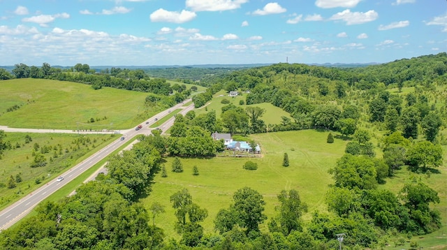 birds eye view of property with a rural view