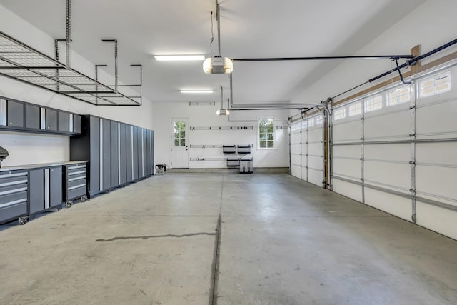 garage with a garage door opener