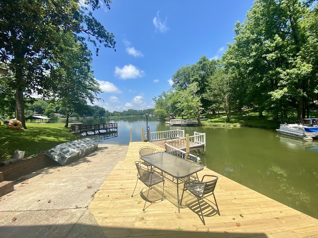 view of dock featuring a water view