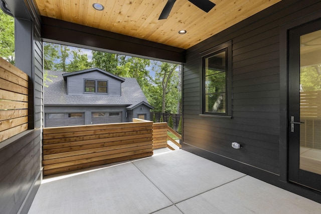 view of patio / terrace featuring ceiling fan