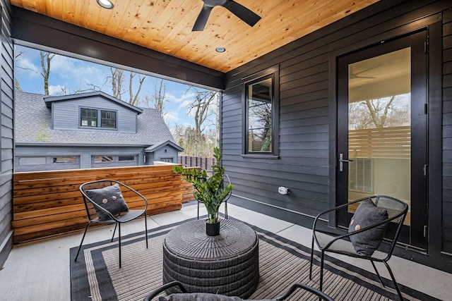 view of patio / terrace with an outdoor living space and ceiling fan