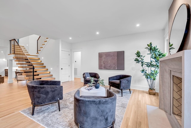 living room featuring light hardwood / wood-style flooring