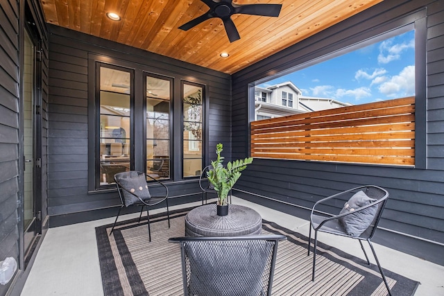 view of patio / terrace featuring ceiling fan