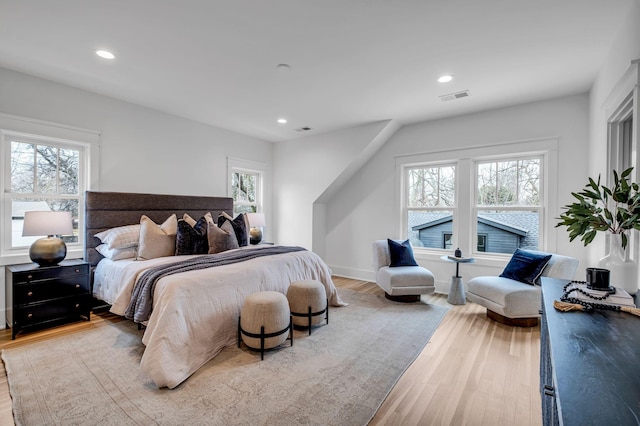 bedroom with light wood-type flooring