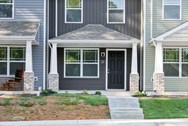 property entrance with a porch