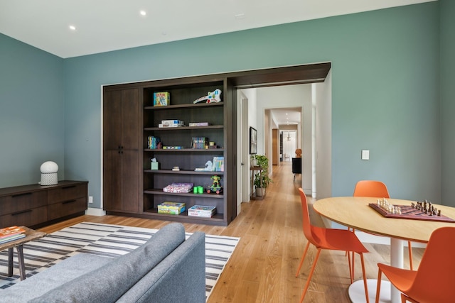 living area featuring light wood-type flooring