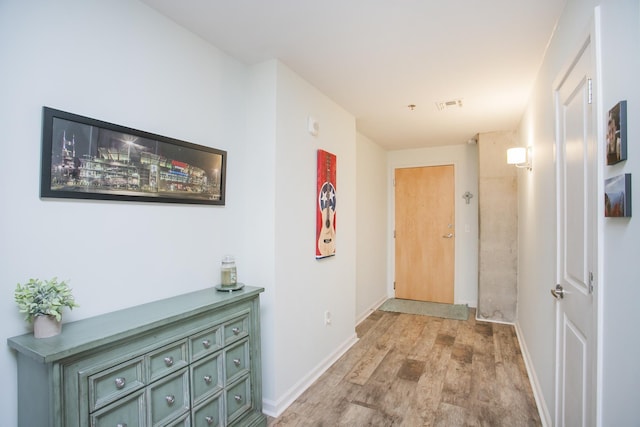 hall featuring light hardwood / wood-style floors