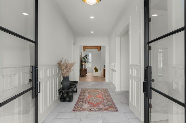 interior space with light tile patterned floors