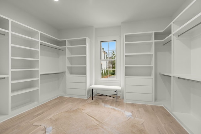 walk in closet featuring light wood-type flooring