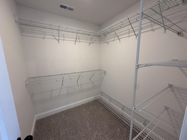walk in closet featuring carpet floors and visible vents