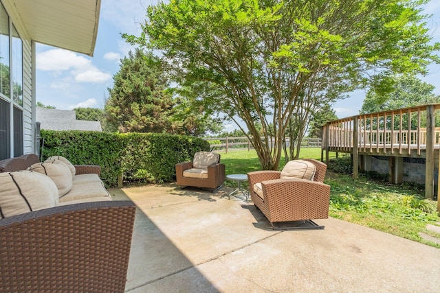 view of patio with a wooden deck