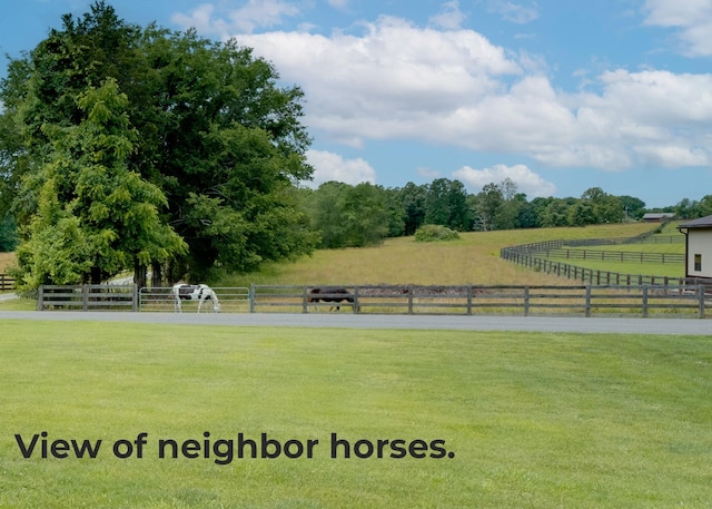 view of home's community featuring a yard and a rural view