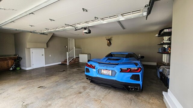 garage with a garage door opener