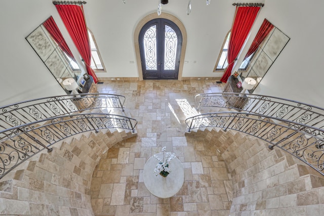 entryway featuring french doors