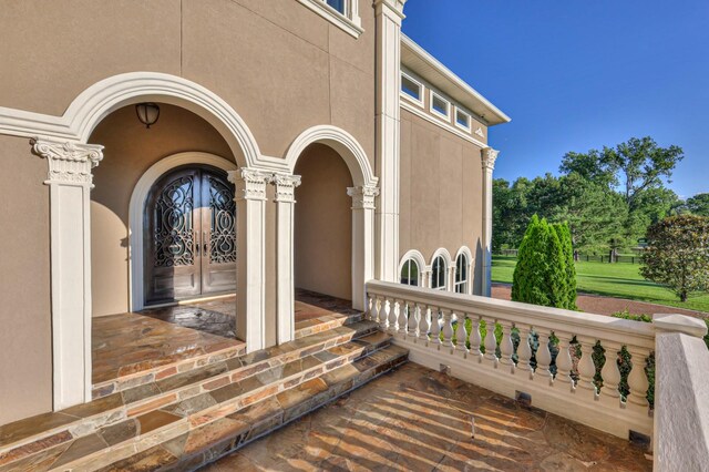 exterior space featuring french doors