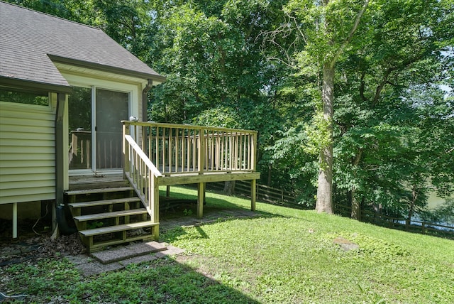 view of yard featuring a deck