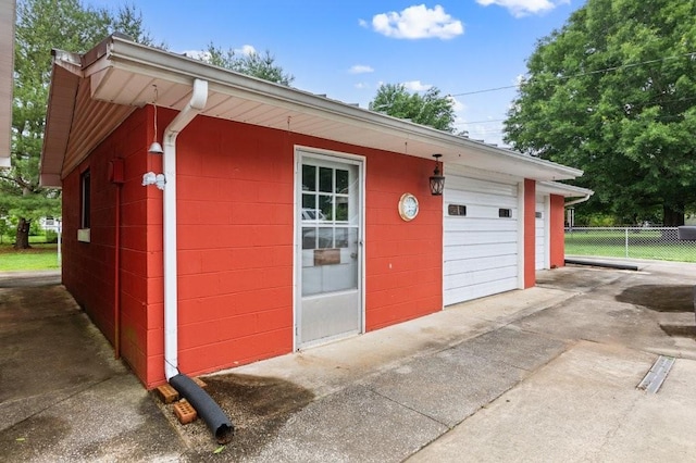 view of garage