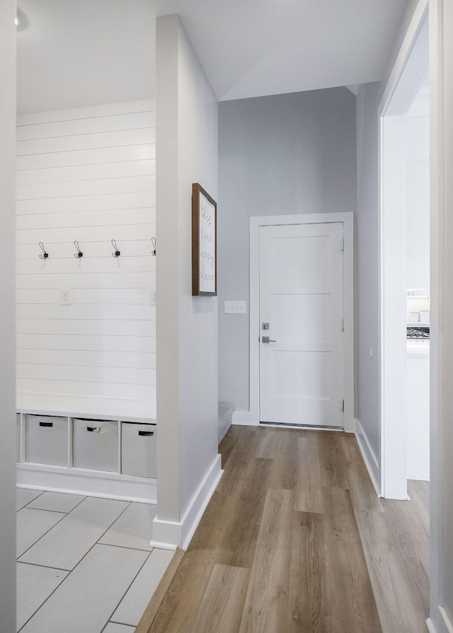 mudroom featuring light wood-type flooring