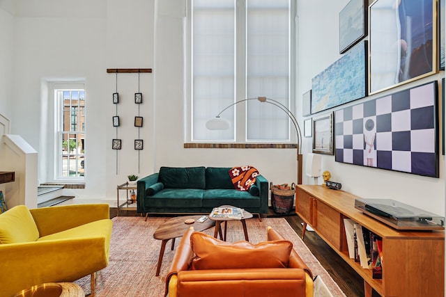 living room with hardwood / wood-style flooring