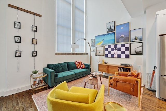 living room with hardwood / wood-style flooring