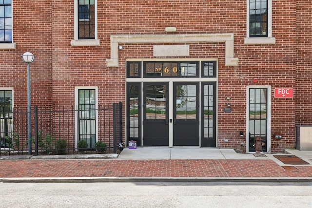 view of exterior entry with french doors