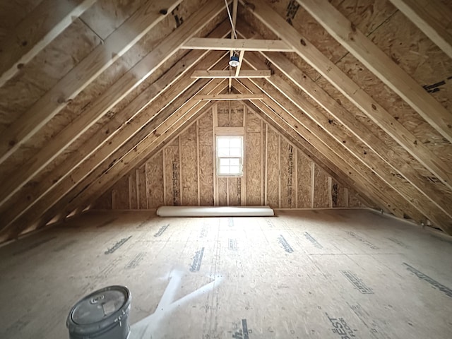 view of unfinished attic