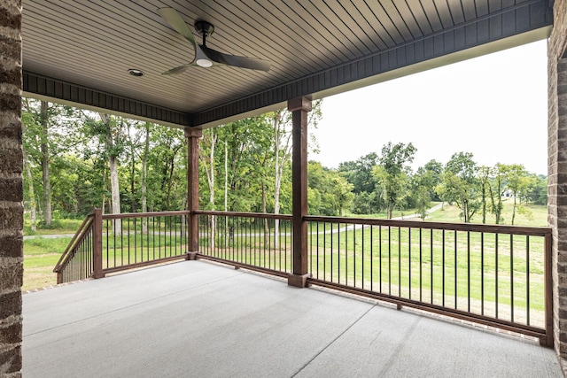 view of patio featuring ceiling fan