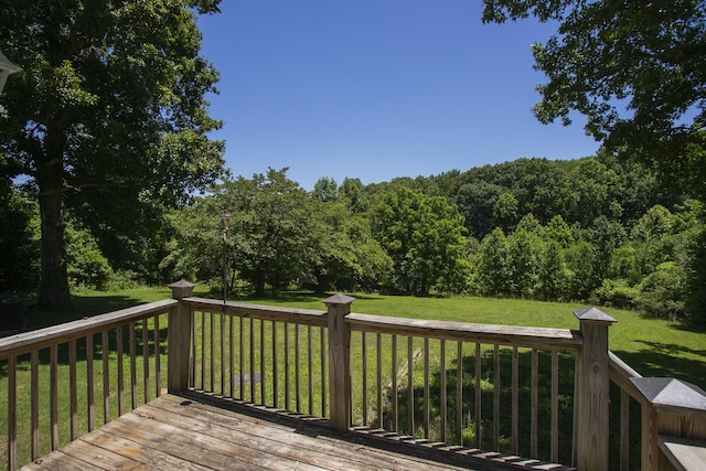 deck featuring a yard