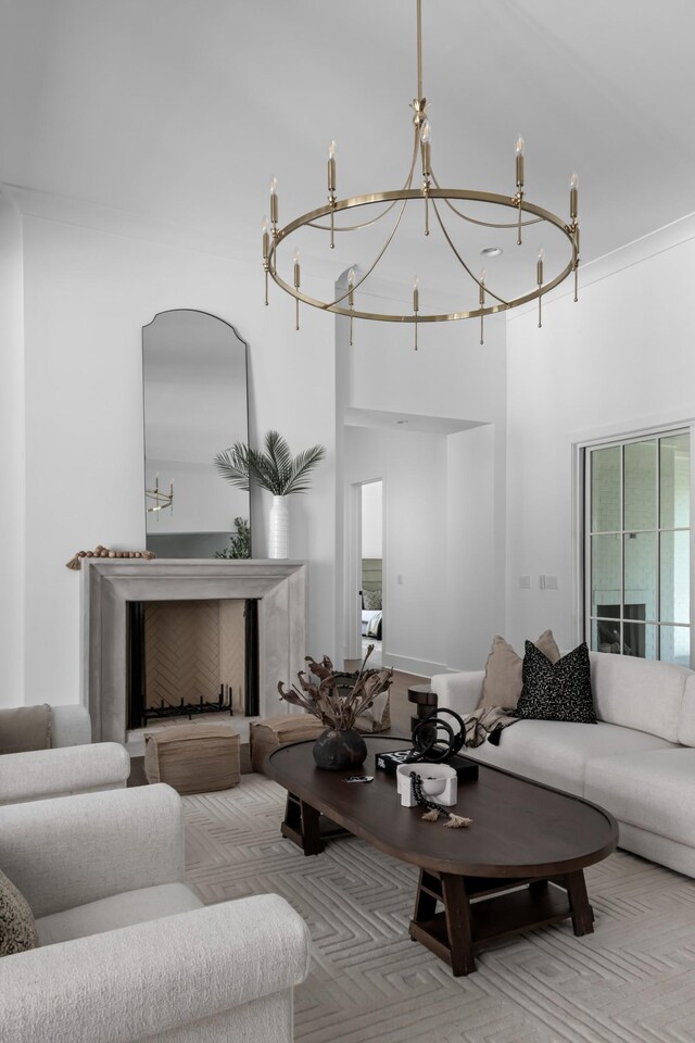 living room featuring ornamental molding