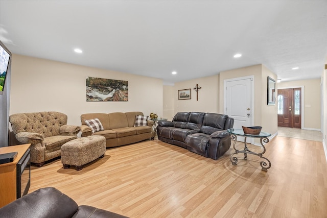 living room featuring light wood-type flooring