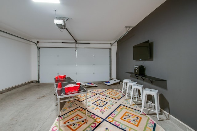 garage with a garage door opener