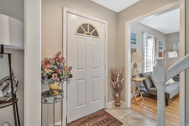 entrance foyer with light hardwood / wood-style floors