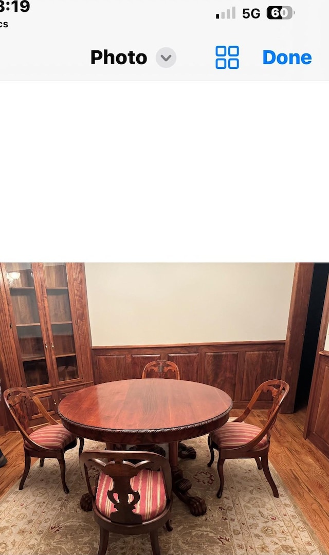 dining room with light wood-type flooring