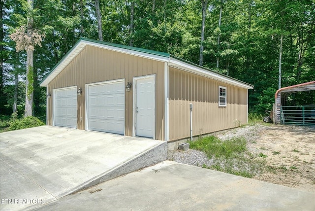 view of garage