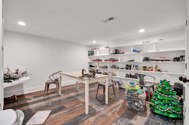 office area with dark wood-type flooring