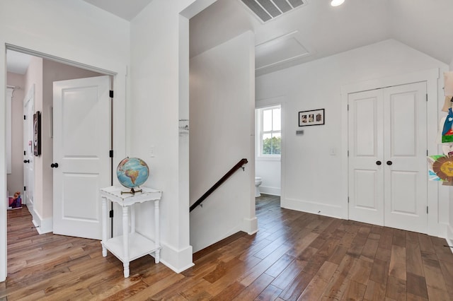 foyer entrance with wood-type flooring