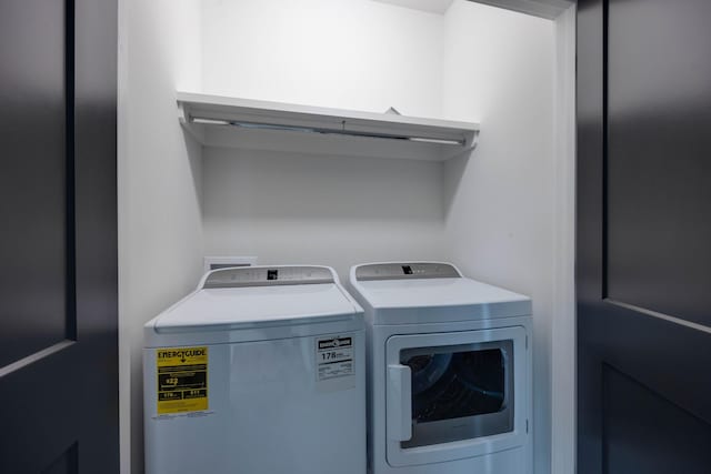 laundry room with washer and dryer