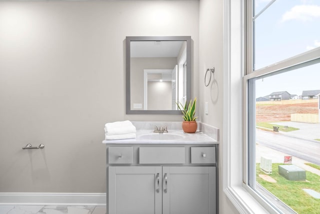 bathroom with a wealth of natural light and vanity