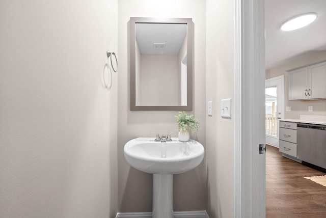 bathroom featuring hardwood / wood-style flooring